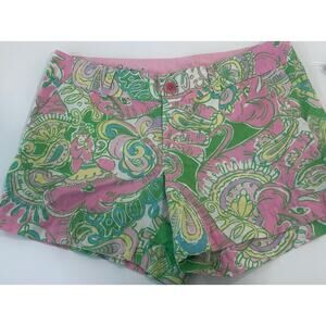 EUC Lilly Pulitzer Chin Chin Elephant Monkey Callahan Short Size 10 Rare Jungle